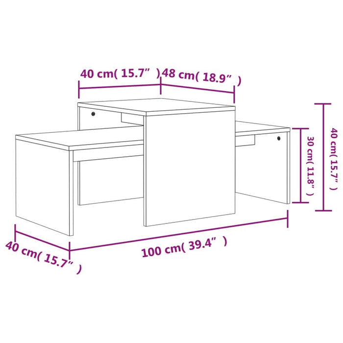 Set măsuțe de cafea, stejar sonoma, 100x48x40 cm, PAL - WALTI WALTI