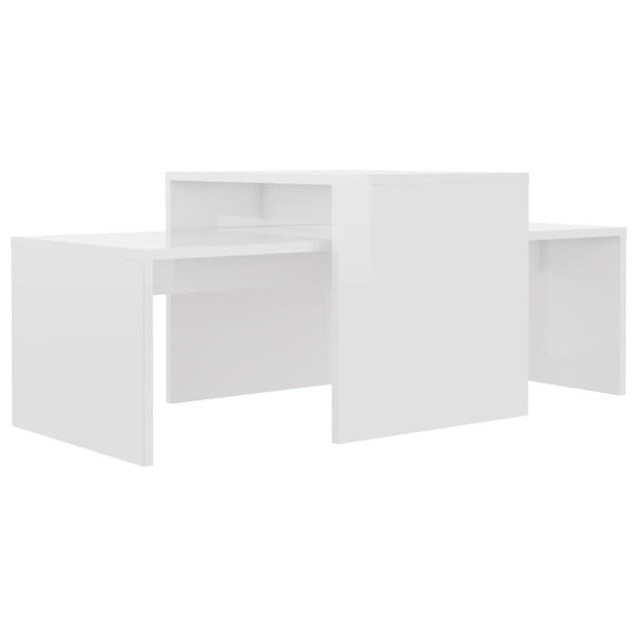 Set măsuțe de cafea, alb extralucios, 100x48x40 cm, PAL - WALTI WALTI