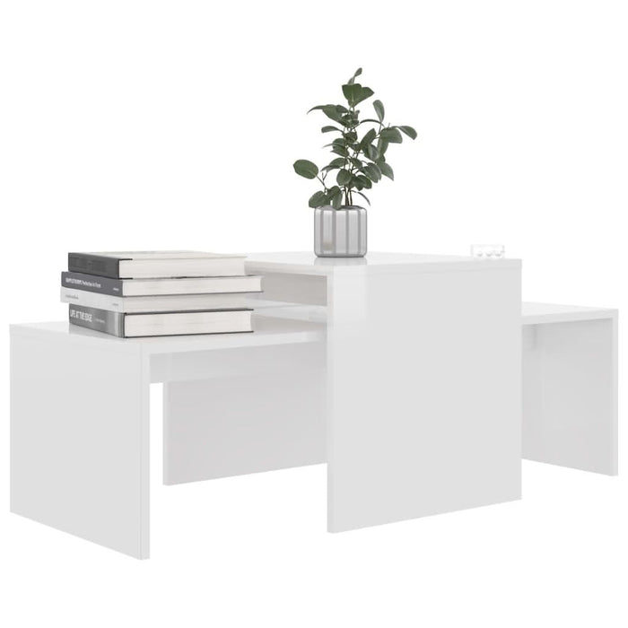 Set măsuțe de cafea, alb extralucios, 100x48x40 cm, PAL - WALTI WALTI