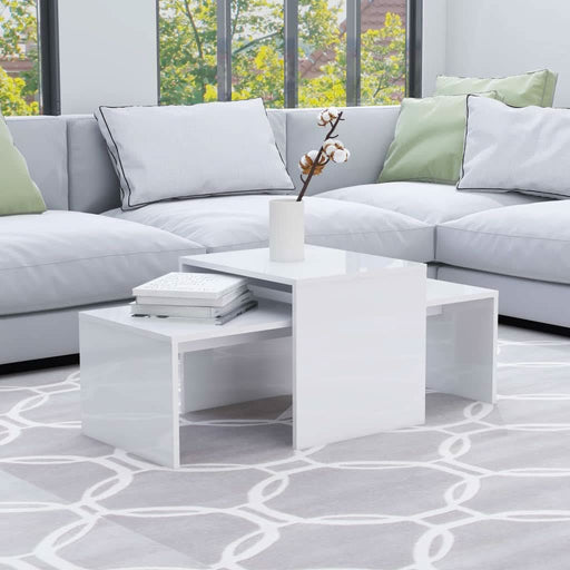 Set măsuțe de cafea, alb extralucios, 100x48x40 cm, PAL - WALTI WALTI