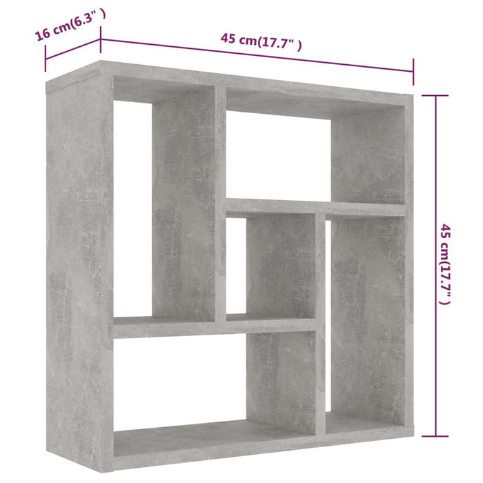 Raft de perete, gri beton, 45,1x16x45,1 cm, PAL - WALTI WALTI
