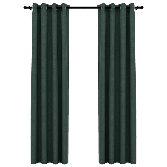 Draperii opace, aspect in, cu ocheți, 2 buc., verde, 140x245 cm - WALTI WALTI