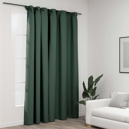 Draperie opacă, aspect de in, verde, 290 x 245 cm, cu cârlige - WALTI WALTI