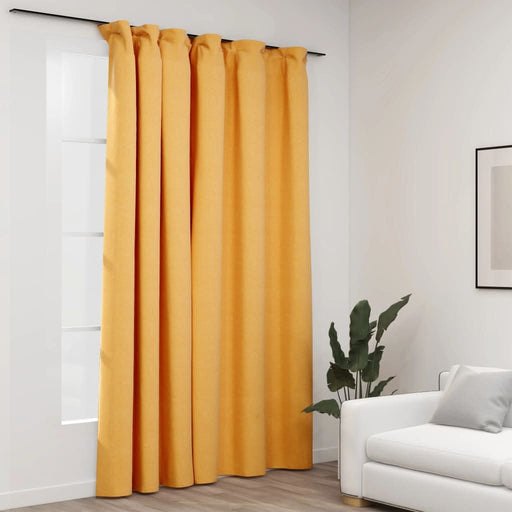 Draperie opacă, aspect de in, galben, 290 x 245 cm, cu cârlige - WALTI WALTI