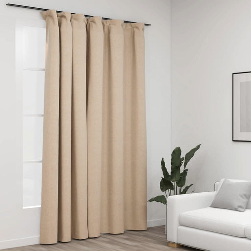 Draperie opacă, aspect de in, bej, 290 x 245 cm, cu cârlige - WALTI WALTI