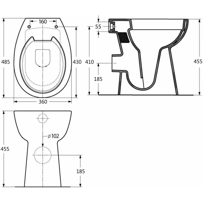 Vas WC fără ramă, închidere silențioasă, + 7 cm, alb, ceramică - WALTI WALTI