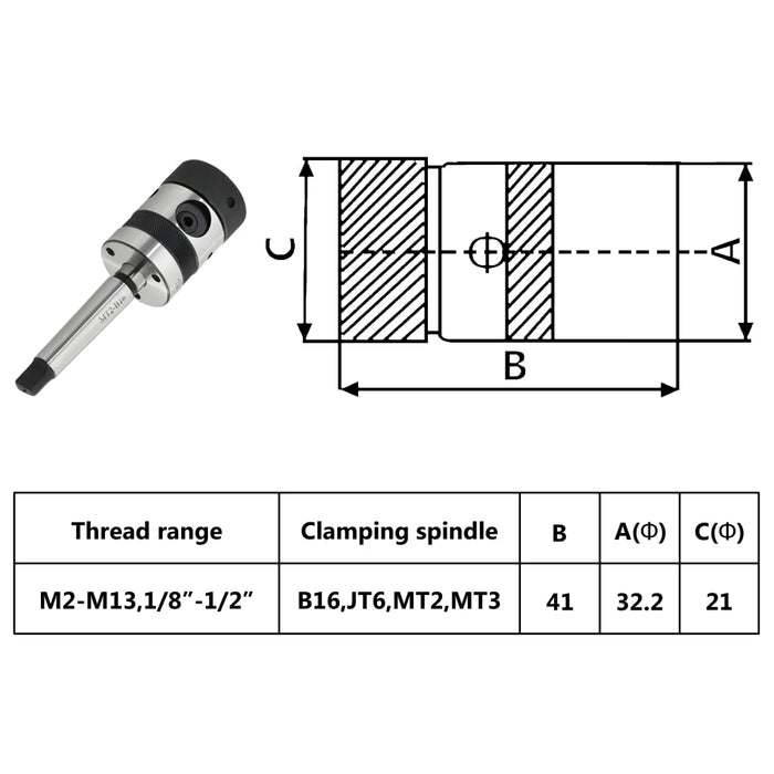 Mandrină de filetare cu tarod B16 coadă MT2 filet intern M2-M13 - WALTI WALTI