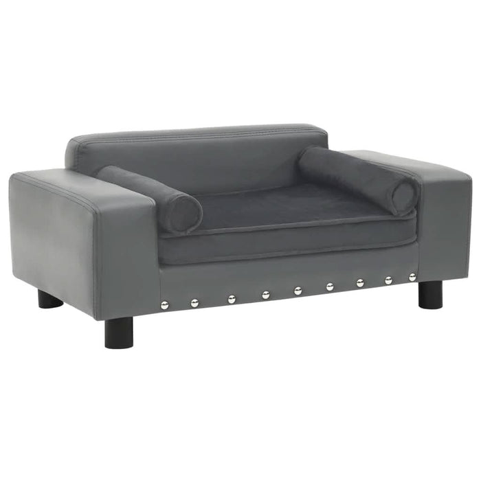 Canapea pentru câini, gri, 81x43x31 cm, pluș & piele ecologică - WALTI WALTI