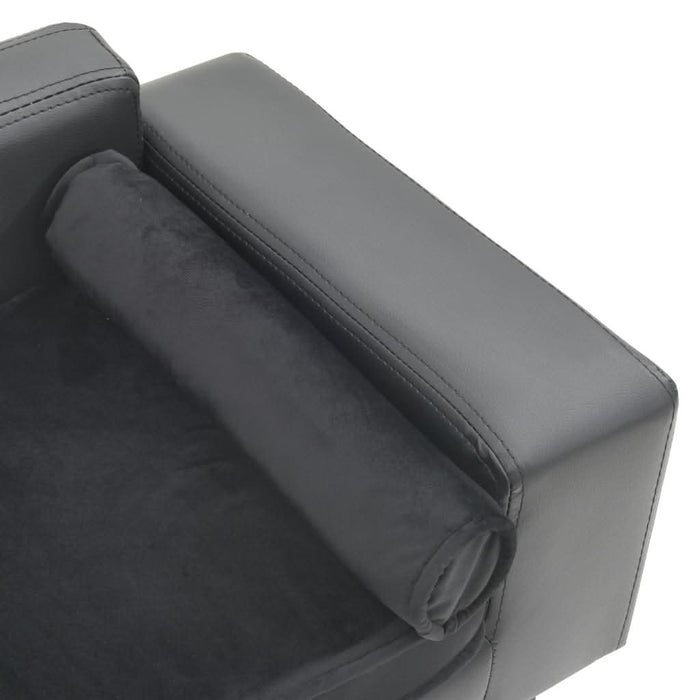 Canapea pentru câini, gri, 81x43x31 cm, pluș & piele ecologică - WALTI WALTI