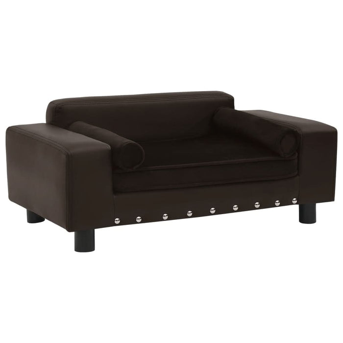 Canapea pentru câini, maro, 81x43x31cm, pluș & piele ecologică - WALTI WALTI