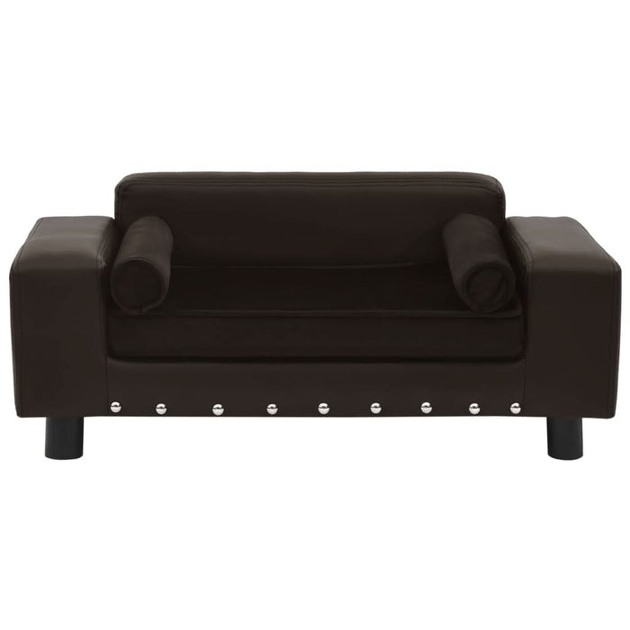 Canapea pentru câini, maro, 81x43x31cm, pluș & piele ecologică - WALTI WALTI