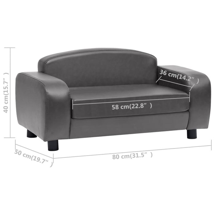 Canapea pentru câini, gri, 80 x 50 x 40 cm, piele ecologică - WALTI WALTI