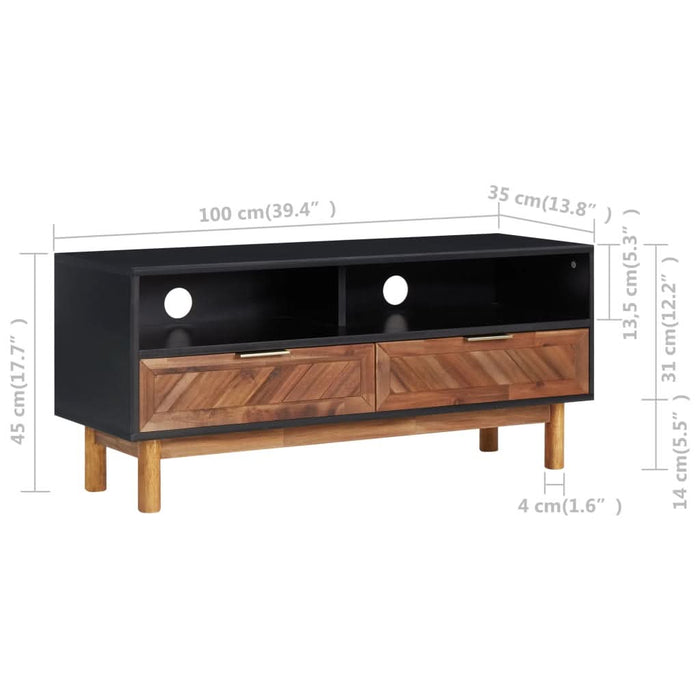 Comodă TV, 100 x 35 x 45 cm, lemn masiv de acacia și MDF - WALTI WALTI
