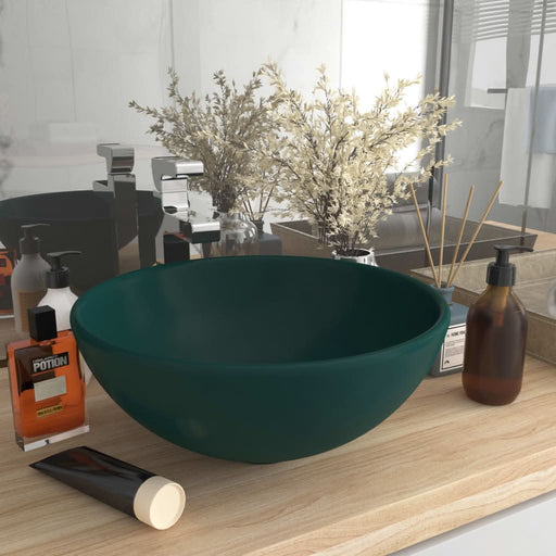 Chiuvetă baie lux verde închis mat 32,5x14 cm ceramică rotund - WALTI WALTI