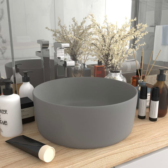 Chiuvetă baie lux gri deschis mat 40x15 cm ceramică rotund - WALTI WALTI