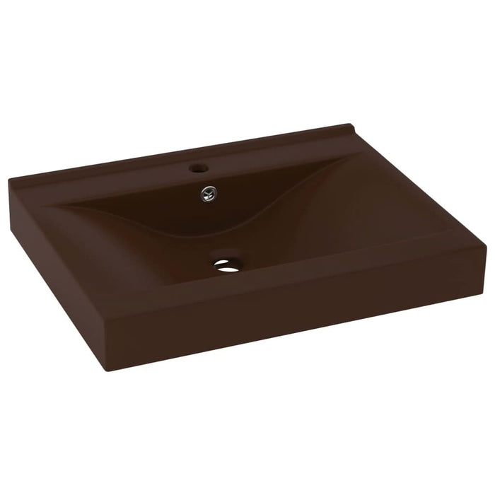 Chiuvetă baie lux, orificiu robinet, maro mat 60x46 cm ceramică - WALTI WALTI