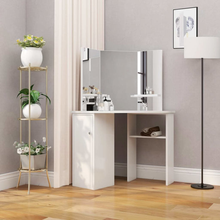 Masă de toaletă colțar, masă pentru machiaj și cosmetice, alb - WALTI WALTI