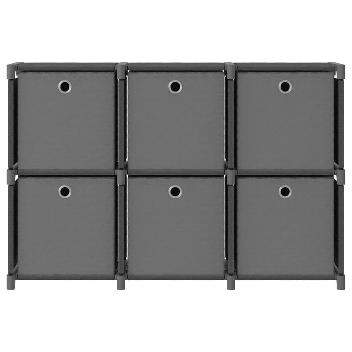 Raft expunere, 6 cuburi + cutii, gri, 103x30x72,5 cm, textil - WALTI WALTI