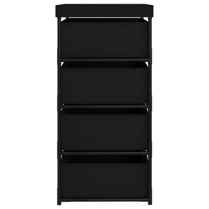 Raft de depozitare cu 4 coșuri textile, negru, oțel - WALTI WALTI
