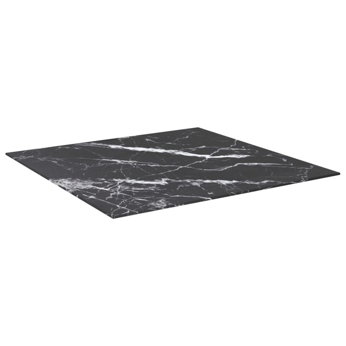 Blat masă negru 80x80 cm 6 mm sticlă securizată design marmură - WALTI WALTI