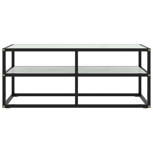 Comodă TV, negru cu sticlă albă marmorată, 100x40x40 cm - WALTI WALTI