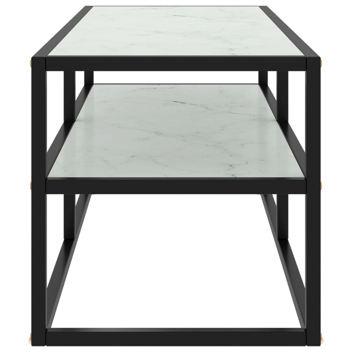 Comodă TV, negru cu sticlă albă marmorată, 100x40x40 cm - WALTI WALTI