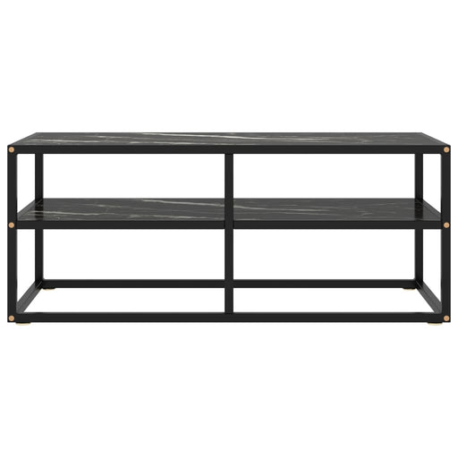 Comodă TV, negru, 100 x 40 x 40 cm, sticlă de marmură neagră - WALTI WALTI
