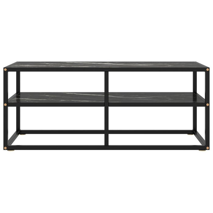 Comodă TV, negru, 100 x 40 x 40 cm, sticlă de marmură neagră - WALTI WALTI