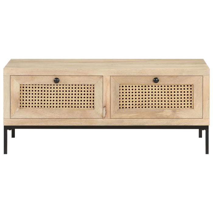 Măsuță cafea, 90x50x37 cm, lemn masiv mango și trestie naturală - WALTI WALTI