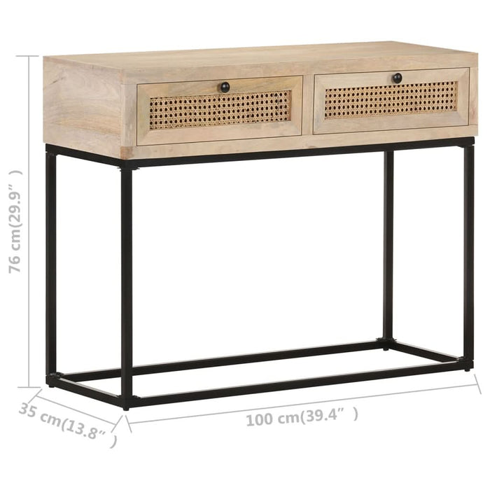 Masă consolă, 100x35x76 cm, lemn masiv mango/trestie naturală - WALTI WALTI