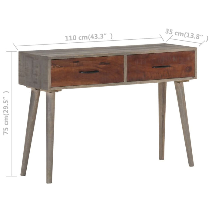 Masă consolă, gri, 110x35x75 cm, lemn masiv de mango nefinisat - WALTI WALTI