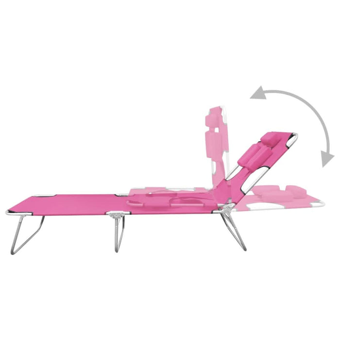 Șezlong pliabil cu tetieră, roz magenta, oțel - WALTI WALTI