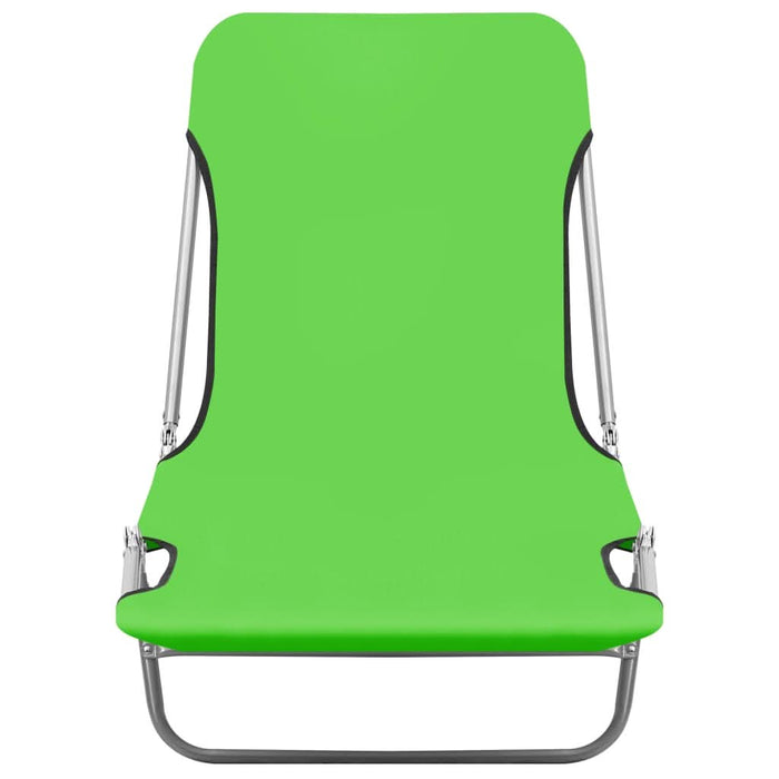 Șezlonguri pliabile, 2 buc., verde, oțel & material textil - WALTI WALTI