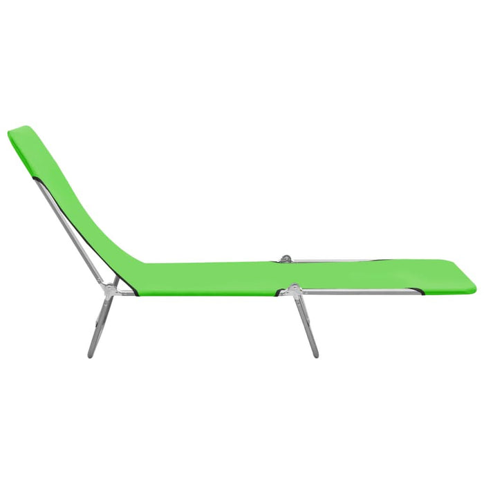 Șezlonguri pliabile, 2 buc., verde, oțel & material textil - WALTI WALTI
