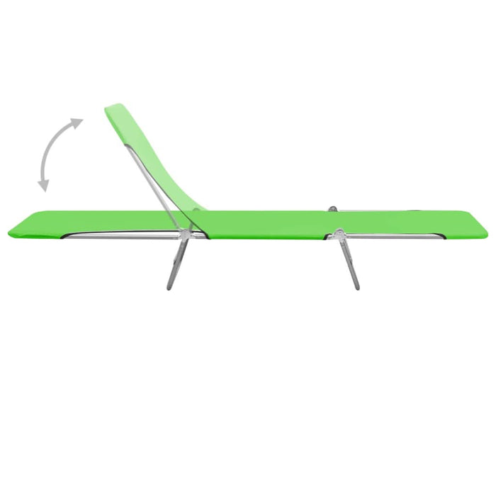 Șezlonguri pliabile, 2 buc., verde, oțel & material textil - WALTI WALTI
