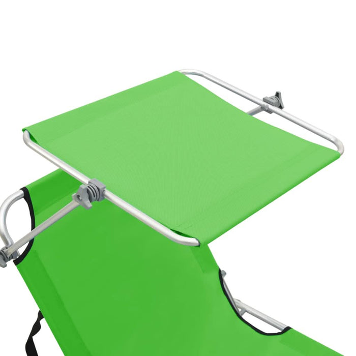 Șezlong pliabil cu copertină, verde, aluminiu - WALTI WALTI
