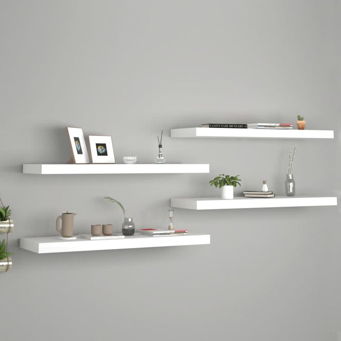 Rafturi de perete, 4 buc., alb, 80 x 23,5 x 3,8 cm, MDF - WALTI WALTI