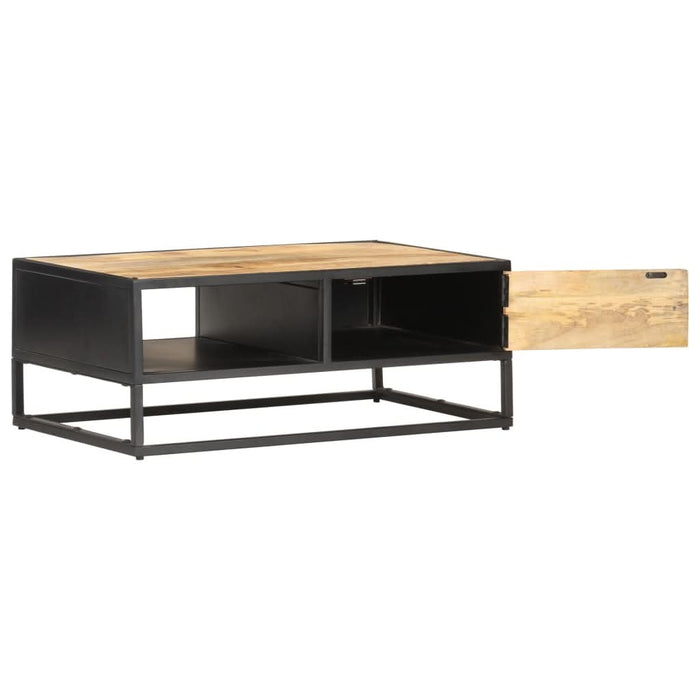Măsuță de cafea cu ușă sculptată 90x55x 36 cm lemn mango brut - WALTI WALTI