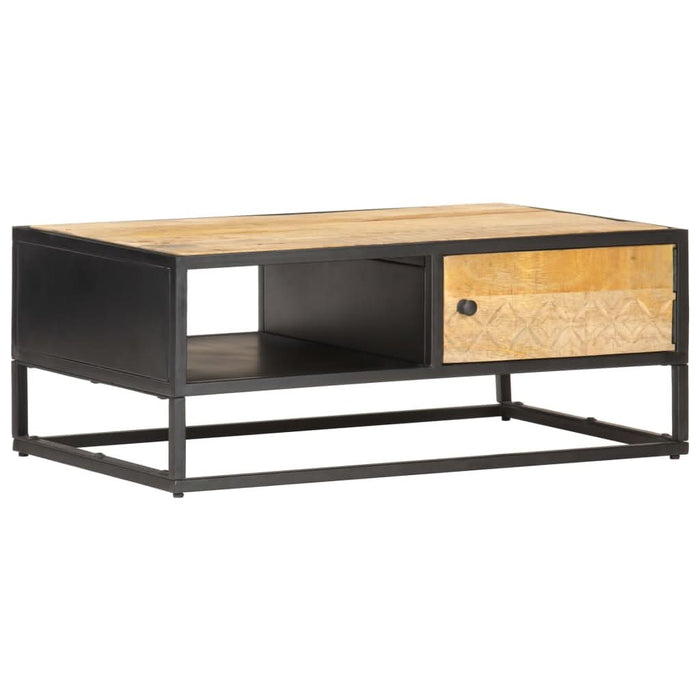Măsuță de cafea cu ușă sculptată 90x55x 36 cm lemn mango brut - WALTI WALTI
