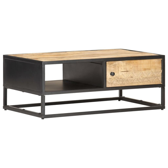 Măsuță de cafea cu ușă sculptată 90x55x 36 cm lemn mango brut - WALTI WALTI