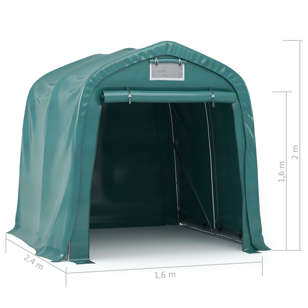 Cort de garaj, verde, 1,6 x 2,4 m, PVC - WALTI