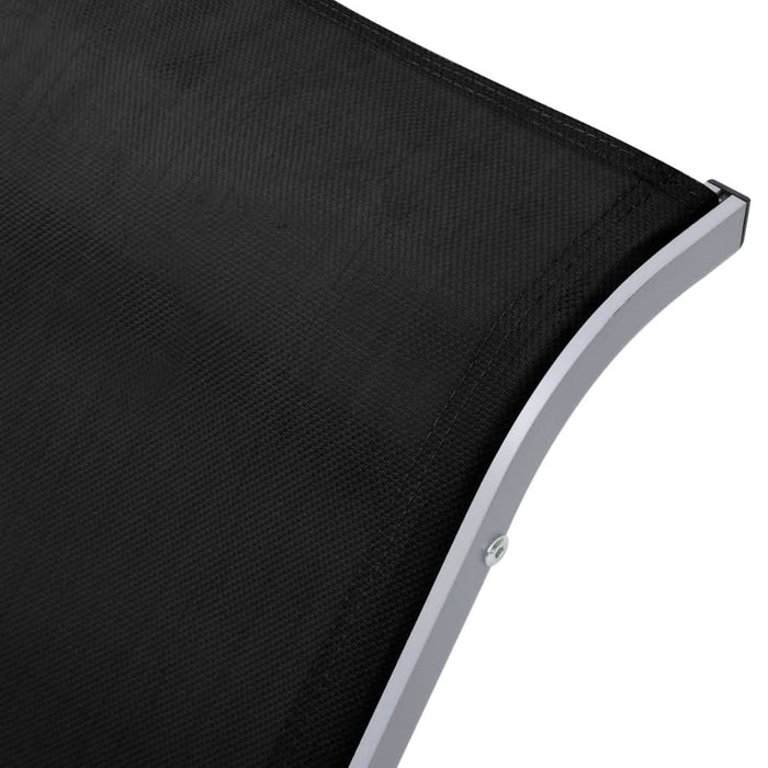 Șezlonguri de plajă cu masă, 2 buc., negru, aluminiu - WALTI WALTI
