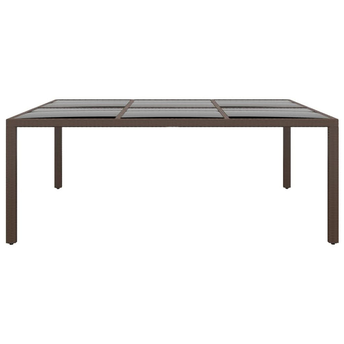 Masă de grădină cu blat din sticla, maro, 200x150x75 cm, ratan - WALTI WALTI