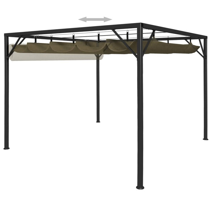Pavilion grădină, acoperiș retractabil gri taupe 3x3 m 180 g/m² - WALTI WALTI