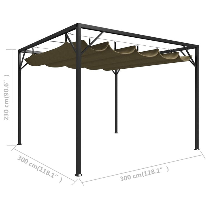 Pavilion grădină, acoperiș retractabil gri taupe 3x3 m 180 g/m² - WALTI WALTI