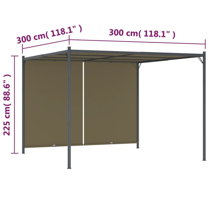 Pergolă grădină cu acoperiș retractabil gri taupe 3x3m 180 g/m² - WALTI WALTI