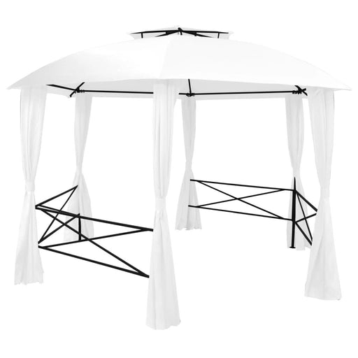 Pavilion de grădină cu perdele, alb, 360x312x265 cm, 180 g/m² - WALTI WALTI
