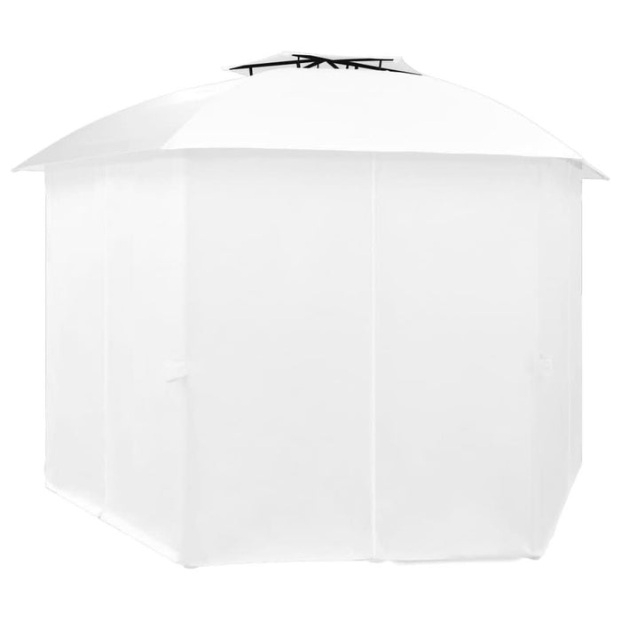 Pavilion de grădină cu perdele, alb, 360x312x265 cm, 180 g/m² - WALTI WALTI