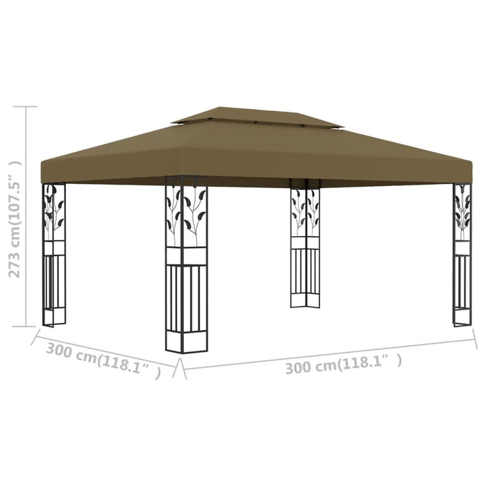 Pavilion cu acoperiș dublu, gri taupe, 3 x 4 m, 180 g/m² - WALTI WALTI
