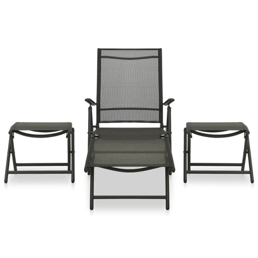 Set mobilier de grădină, 3 piese, negru, textilenă și aluminiu - WALTI WALTI